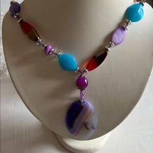 Necklace multi colored stones